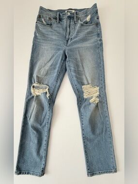 Madewell The Perfect Vintage Jean Med Blue Distressed Straight-Leg Jeans